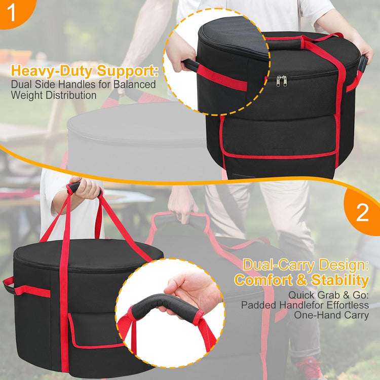 NettyPro Fire Bowl Carry Bag for 24 Inch Outland 883 Propane Firebowl, Fire Pit Carrying Case Waterproof Heavy Duty 600D Outdoor Portable Fit Ciays Smokeless Gas Firepit