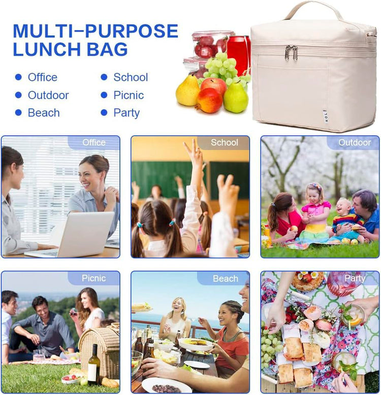 NOL 8L Insulated Lunch Bags for Women Cooler Bag Lightweight Nylon Waterproof Lunch Box For Work