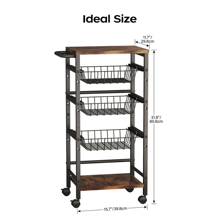 5 Tier Snack Organizer Cart with 3 Height Adjustable Pull