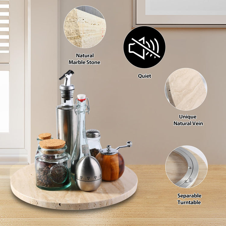 Travertine Lazy Susan for Table Top