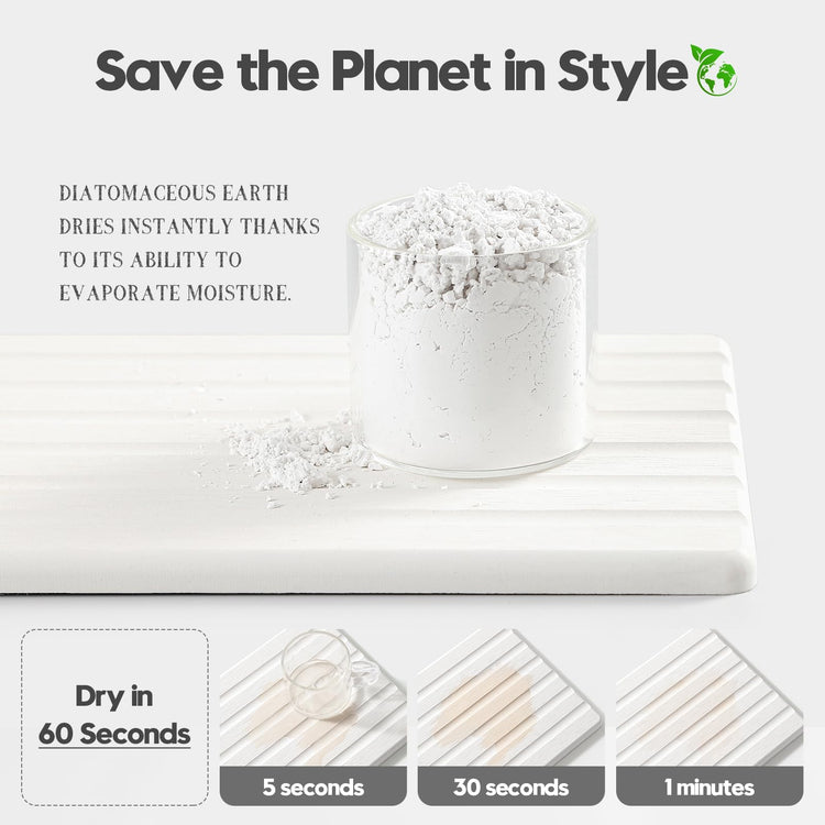 2PCS Water Absorbing Stone Drying Tray Mat for Bathroom Sink & Kitchen Counter Organizer (2 Count)