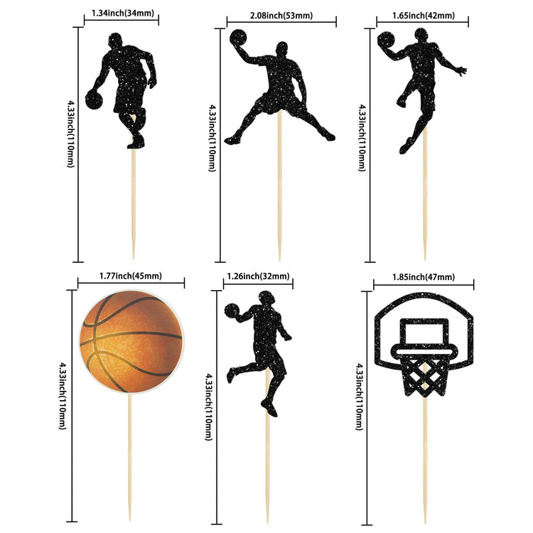 24Pcs Basketball Cupcake Toppers Star Sports Fan Basketball Backboard Cupcake Picks Baby Shower Players Sports Theme Birthday Party Cake Decorations Supplies (24 Count)