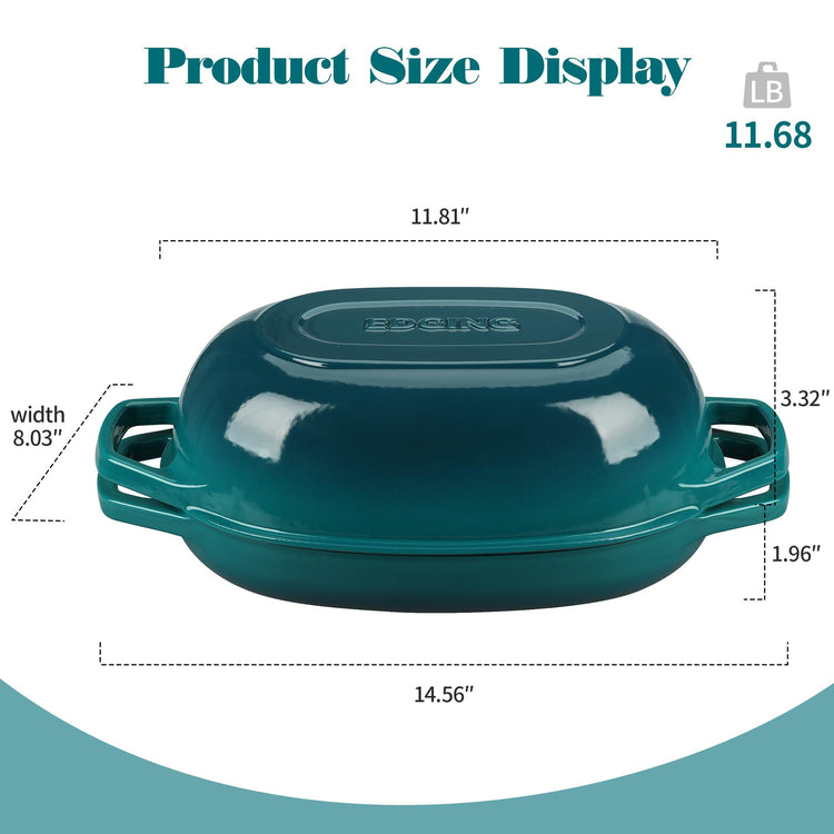 Enameled Cast Iron Oval Dutch Oven Pot with Lid