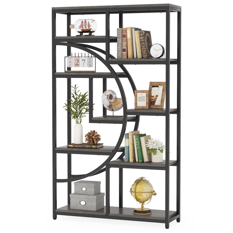 Industrial Bookshelf Bookcase with 9 Open Shelf