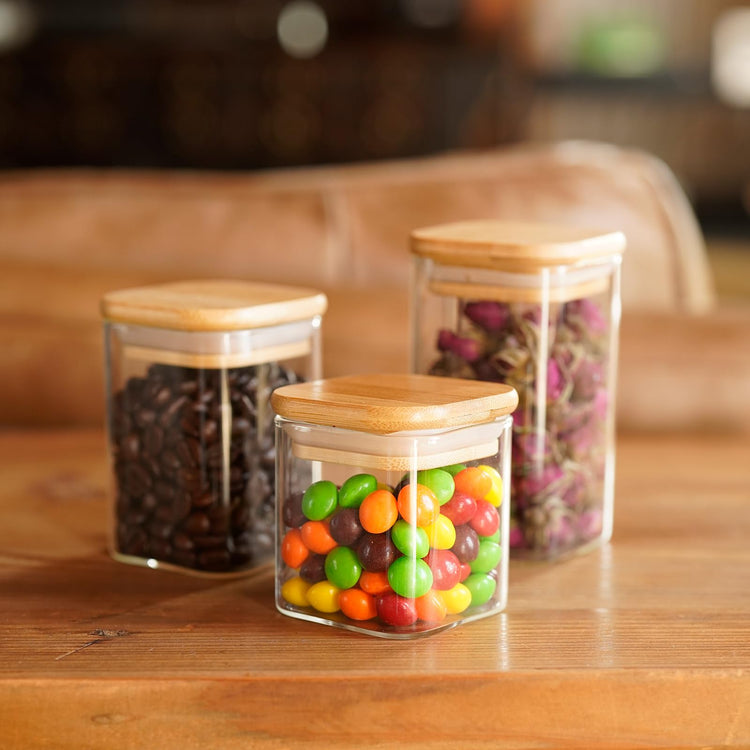 Glass Food Storage Jars Square 4oz (12 Count)