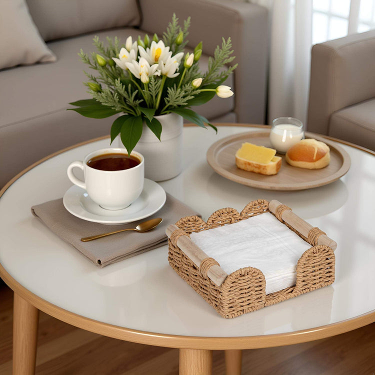 Square Scalloped Napkin Holder for Table for Home Kitchen Decor