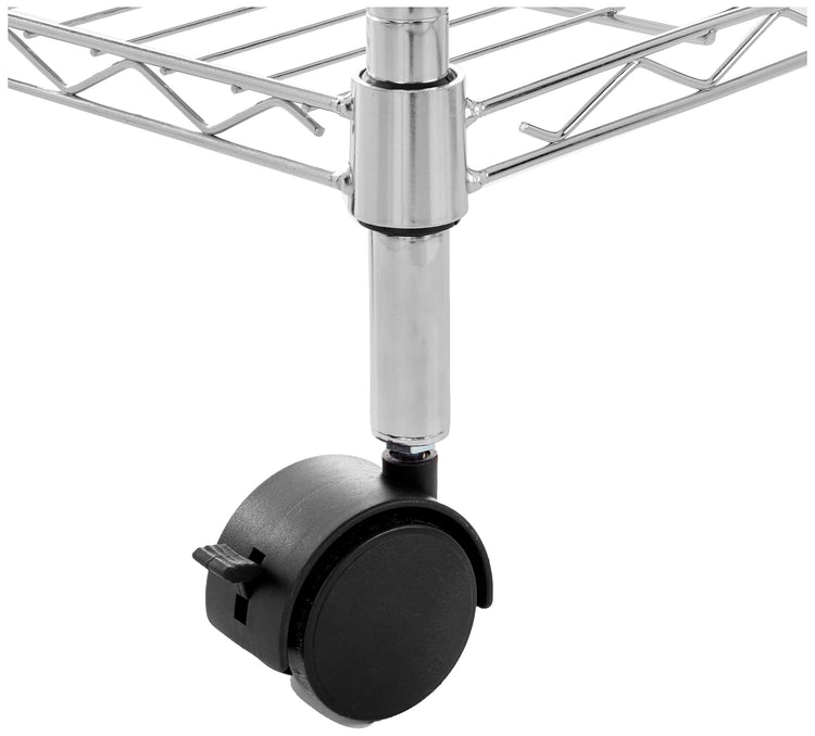 3 Shelf Heavy Duty Adjustable Wire Shelving Storage Rack on 2" PP Plastic Wheel Casters