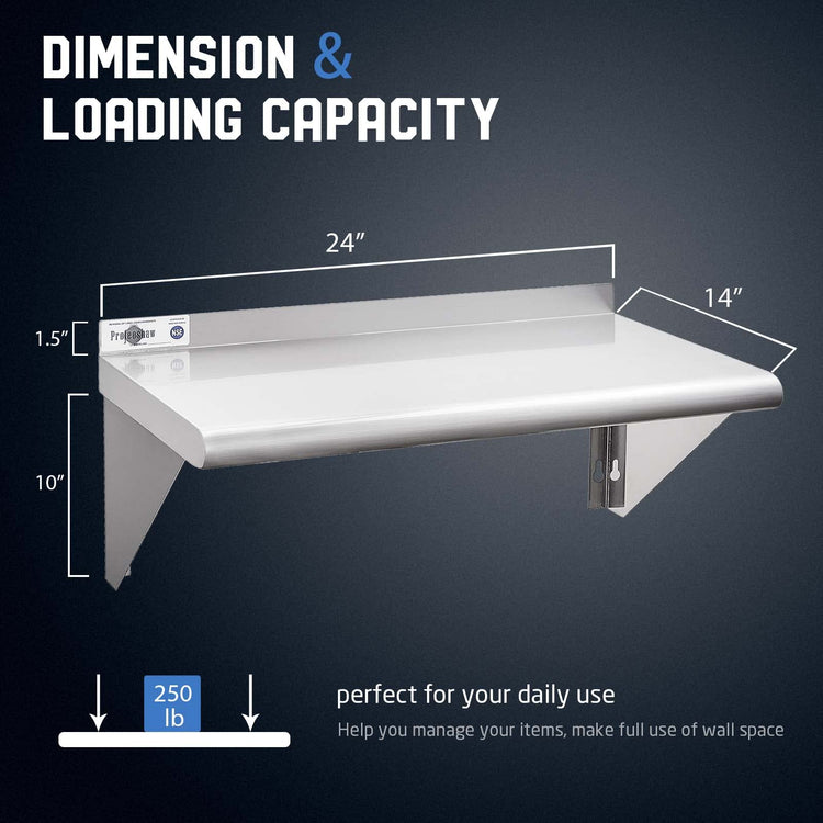 NSF Stainless Steel Shelf 14” x 24”