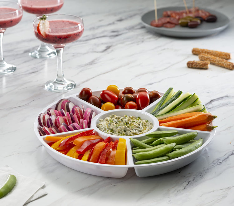 6 Sectional Round Plastic Serving Tray