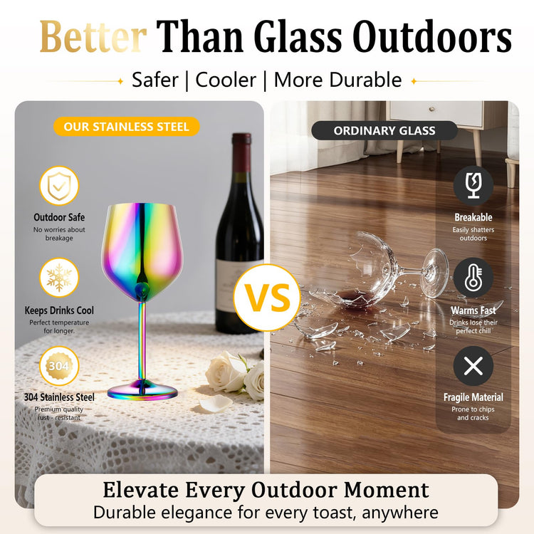 Unbreakable Stainless Steel Wine Glasses Set of 2 (2 Count)
