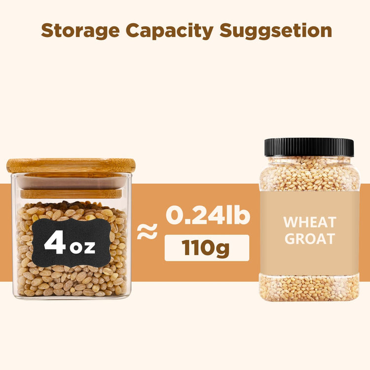 Glass Food Storage Jars Square 4oz (12 Count)