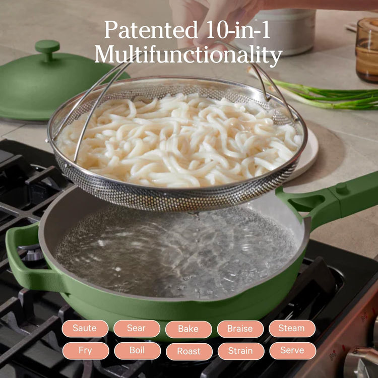 Our Place Always Pan 2.0-10.5” (2.6 Qt) Nonstick, Toxin-Free Ceramic Cookware | Patented 10-in-1 Aluminum Frying & Sauté Pan | Safe for Oven, Induction & All Cooktops up to 450°F | Sage - Nestoria