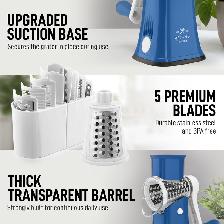 Rotary Cheese Grater 5 Blade Cheese Shredder