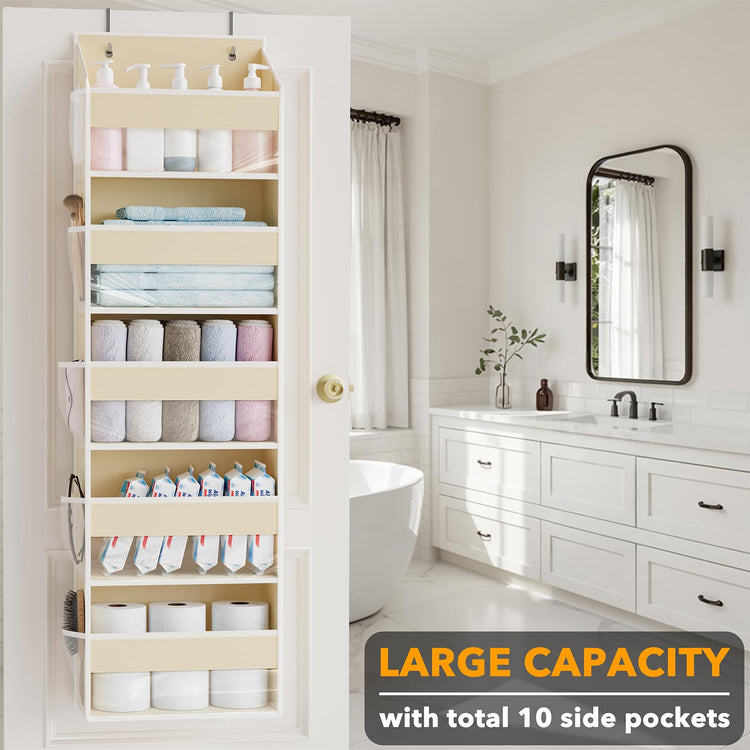 2 Pack Over The Door Organizer with 5 Large Pockets and 10 Mesh Side Pockets