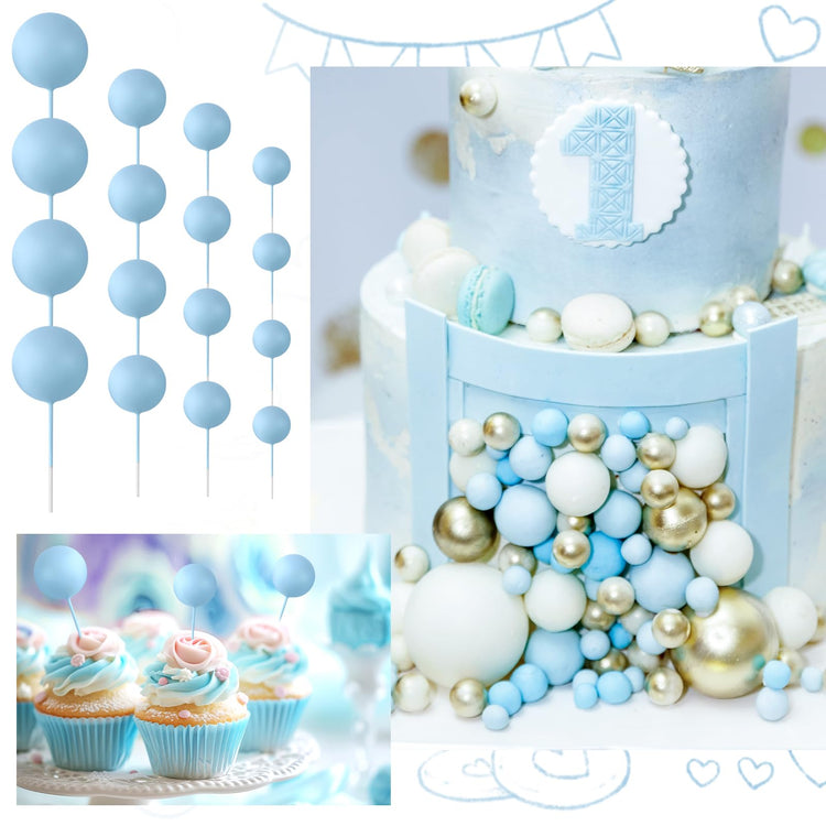 48 Pcs Balls Cake Topper Decorations Balloon Cupcake Toppers Foam Cake Topper Balls Cake Balls Decorations for Birthday Party Wedding Anniversary Cake Decorating (48 Count)