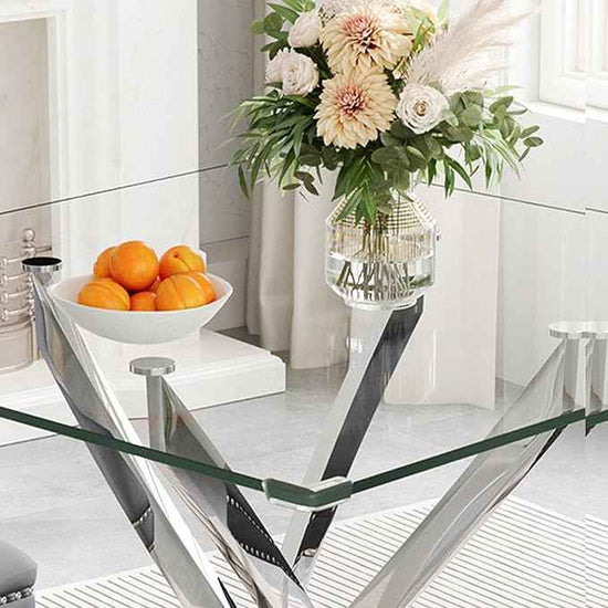 AF ARTISAN FURNITURE Square Glass Dining Table for 4, 36'' Modern Kitchen Table with Tempered Glass Top, Dining Table for Office Kitchen Living Meeting Room Small Space, Silver