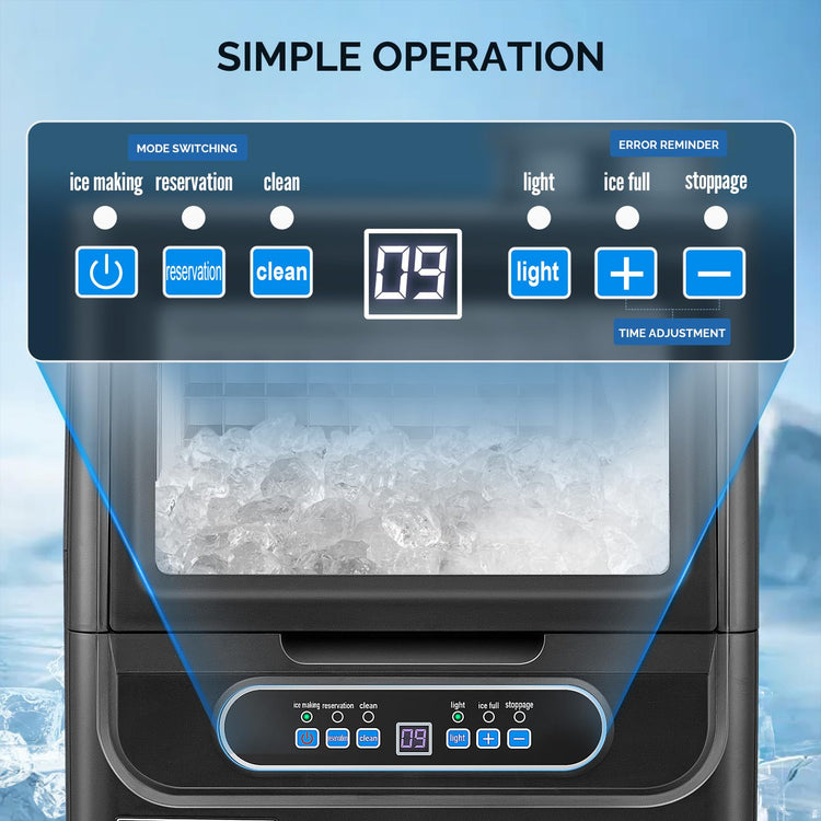 70LBS 24H Countertop Ice Maker with 2 Water Inlets & Appointment Function