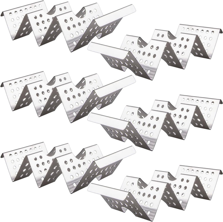 Taco Holders Set of 6 - Stainless Steel Taco Stand Rack Tray Style, Taco Rack Holds Up to 3, Oven Taco Holders Safe for Baking, Dishwasher and Grill Safe