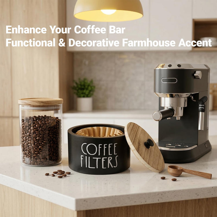 Wooden Coffee Filter Holder With Lid