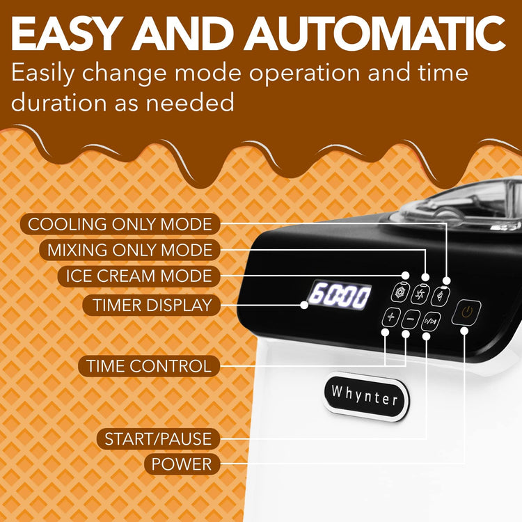 Ice Cream Maker with Compressor & Timer