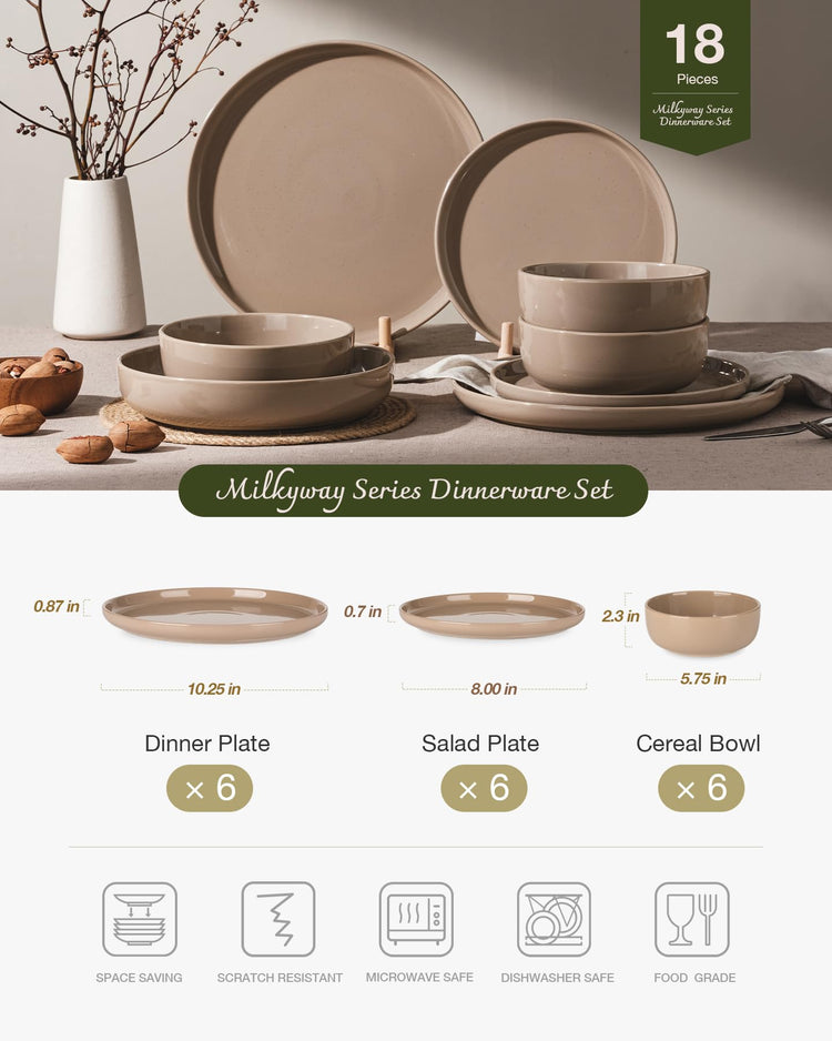 Milkyway 18 Piece Stoneware Dinnerware Set