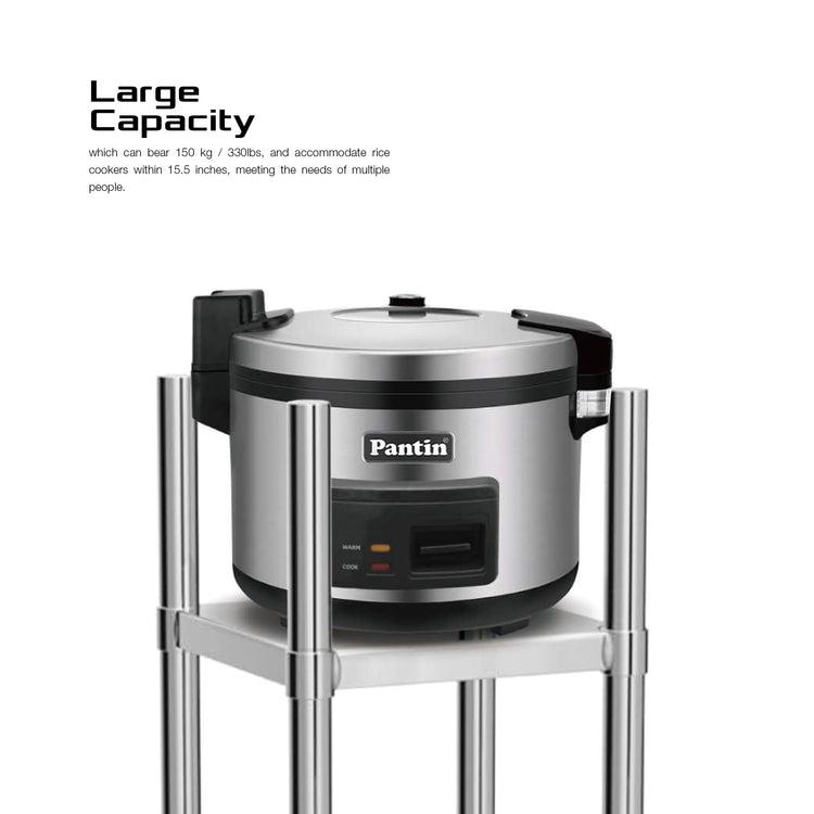 14” x 14” Stainless Steel Rice Warmer Stand and Cart with Wheels & Brakes