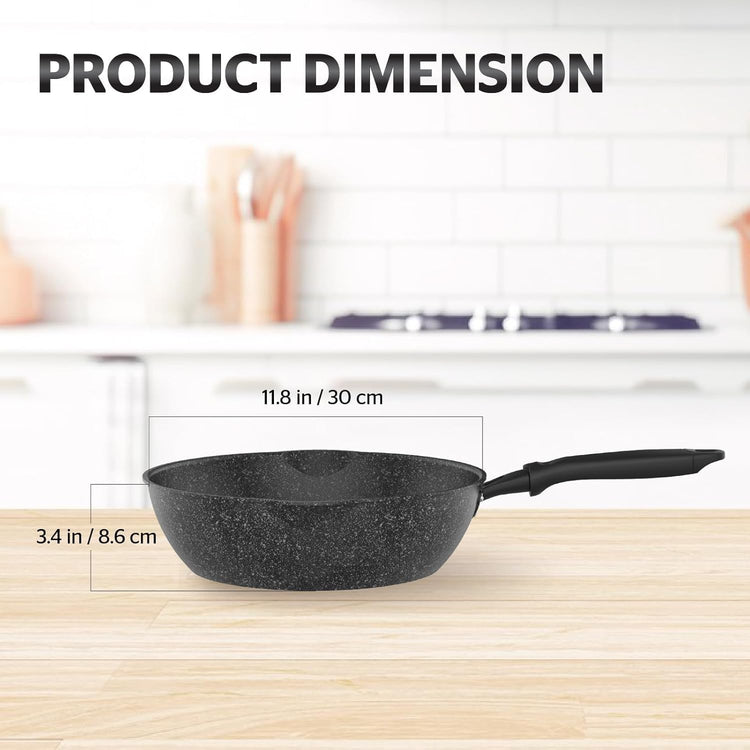 10 Inch Non Stick Deep Frying Pan with Double Pour Spouts