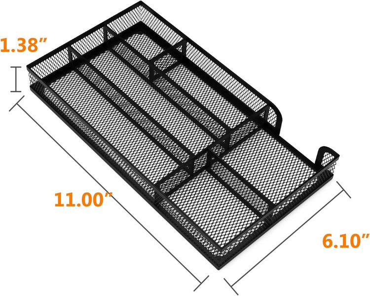 Desk Drawer Organizer, Metal Mesh Dividers Organizer (Blak-2P, Small)