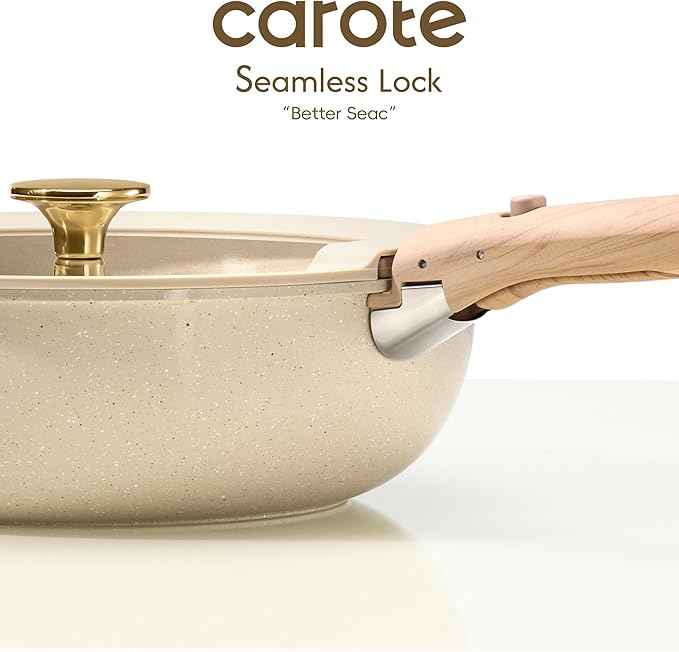 CAROTE 22PCS Pots and Pans set Non Stick, Ceramic Cookware Set, RV Kitchen Cooking Set Removable Handles, Oven Safe, Induction Coolware, Non-toxic Kitchen Cooking Set, PFAS and PFOA Free
