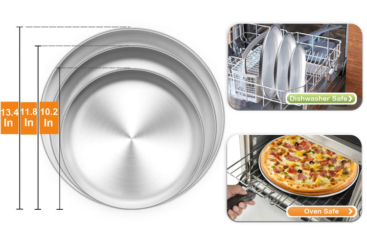 Pizza Pan, 9/10/12 Inch Stainless Steel Pizza Pans Trays Set of 3