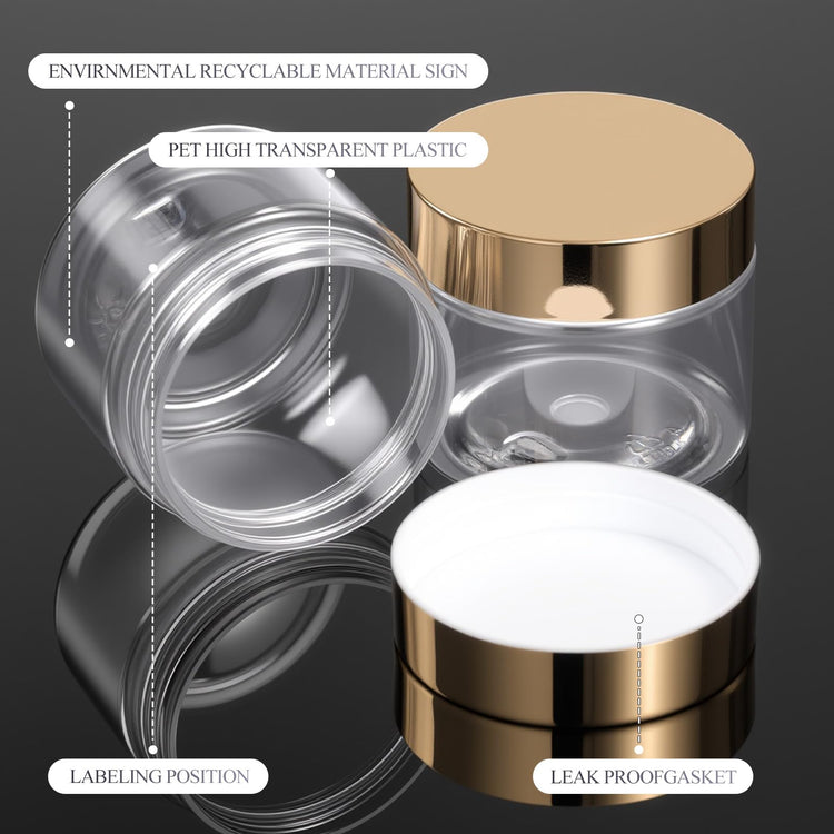6 Pack 6 oz Plastic Jars Containers with Lids Wide (6 Count)