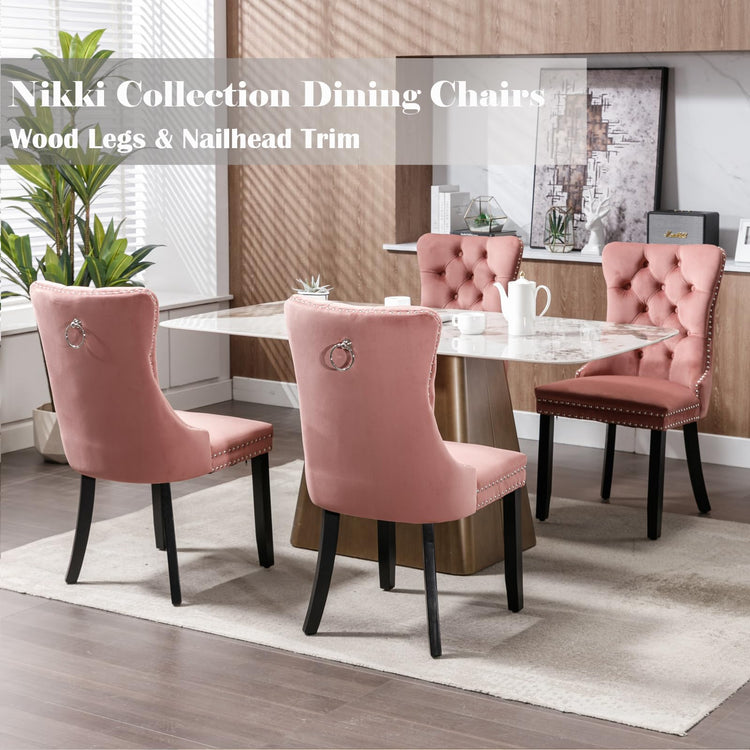 Pink Velvet Dining Chairs Set of 4 (4 Count)