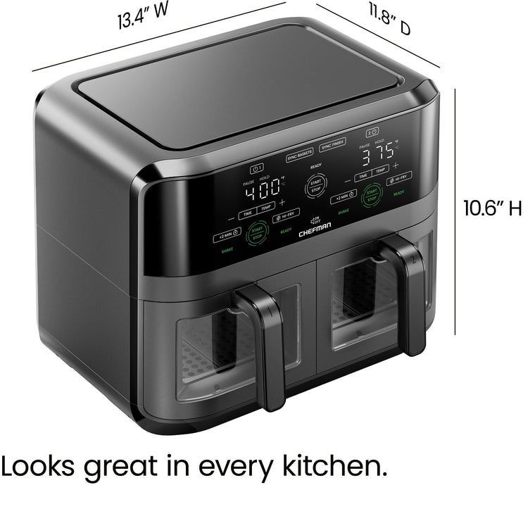 6 Quart Dual Basket Air Fryer Oven with Easy View Windows (2 Count)