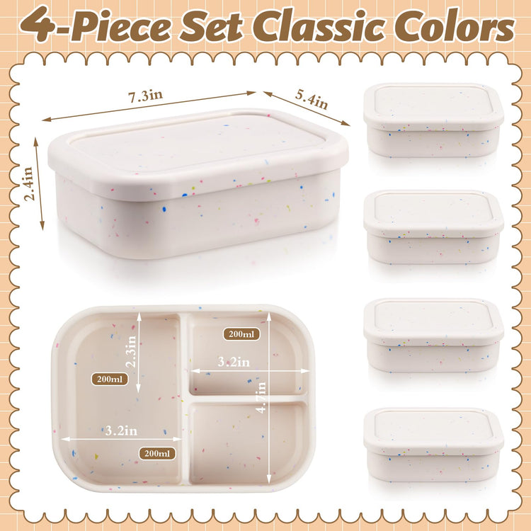 4 Pcs Silicone Bento Box (4 Count)