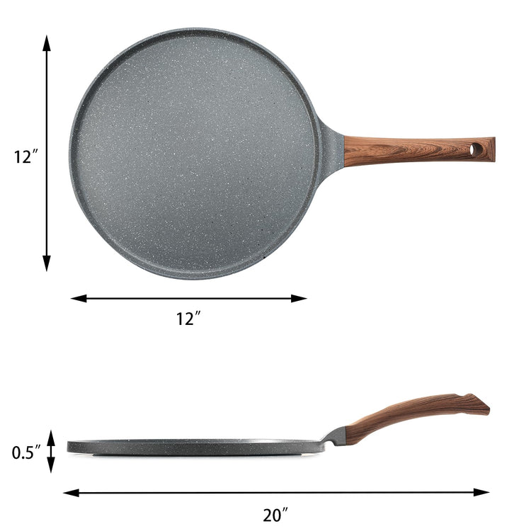 12 Inch Nonstick Crepe Pan Granite Coating Pancake Pan Gray