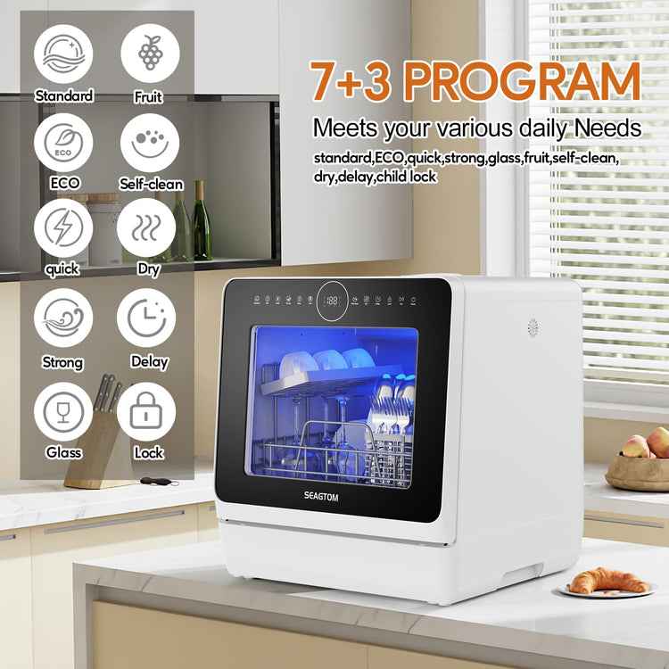 Countertop Dishwasher Water Tank 10 Programs Baby Care Mode Hot Air Drying