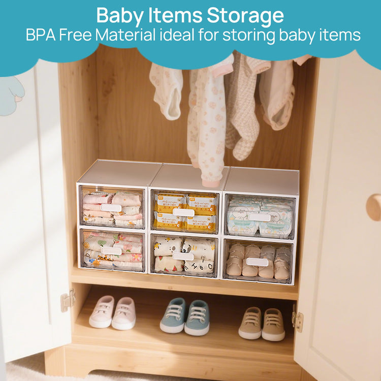 4 Pack White Stackable Storage Drawers 15QT (4 Count)