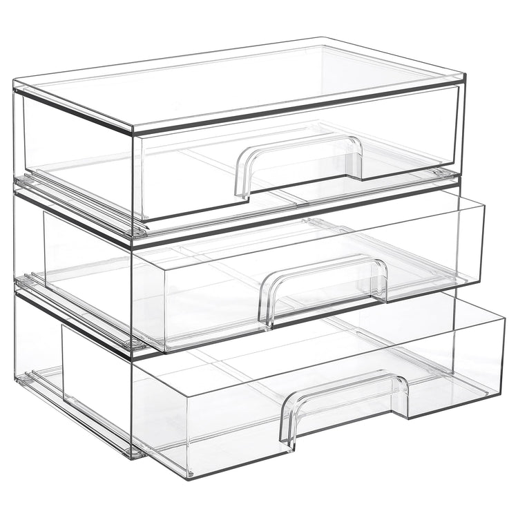 12.1''W Clear Stackable Storage Drawers (3 Count)