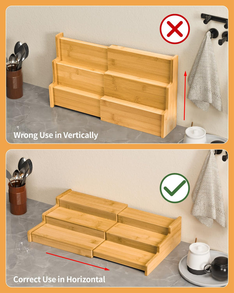 Spice Rack 3 Tier Natural Bamboo