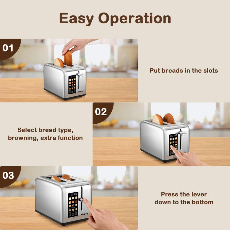 2 Slice Toaster Touch Screen 1.5" Wide Slot