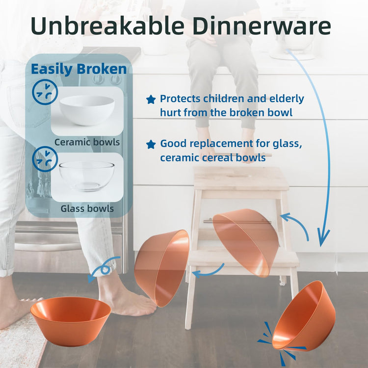 Unbreakable Large Cereal Bowls Set of 6