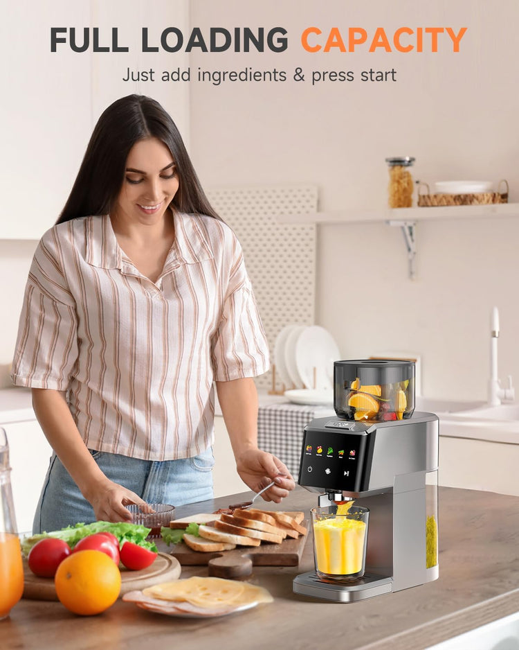 VCK Cold Press Juicer - Large 5.12" Feed Chute, Easy to Clean, Slow Masticating for Nutrient Retention, Quiet 250W Motor, High Juice Yield, Leakproof - Fruits, Vegetables & Leafy Greens