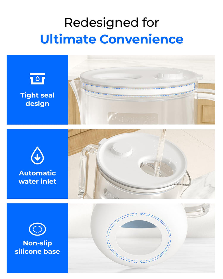 PT-72C-A Glass Alkaline Water Filter Pitcher, 7-Cup, Blue