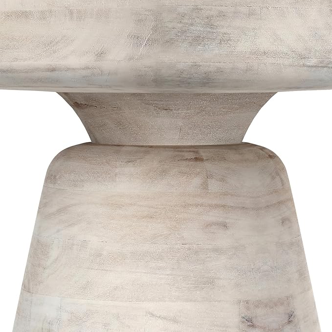 SIMPLIHOME Robbie Accent Table - 16 inch Wide Solid Mango Wood End Table in Distressed White Wash, Boho Contemporary Rustic Side Table for Living Room or Bedroom with Multipurpose Function, Assembled