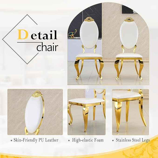 AF ARTISAN FURNITURE 7 Piece Luxury Dining Room Set, Modern Dining Table and Upholstered Chairs Set, Marble Kitchen Table Set for 6, Big Kitchen Dinner Tables Kit with Silver Base