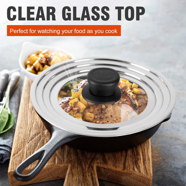 Universal Lids with Tempered Glass Top Fits 6