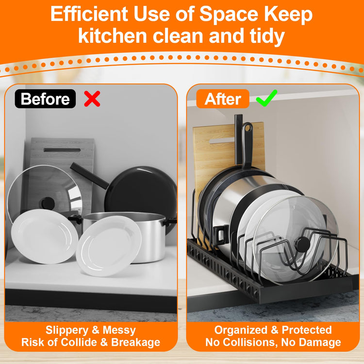 Expandable Pot and Pan Organizer for Cabinet (2 Count)