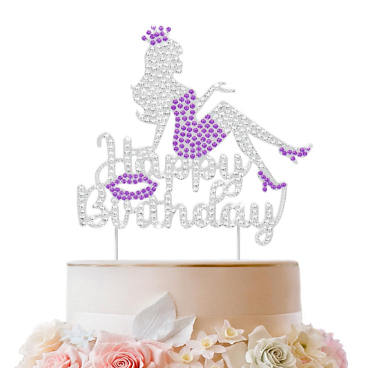 Happy Birthday Crown Queen Lady Rhinestone Cake Topper