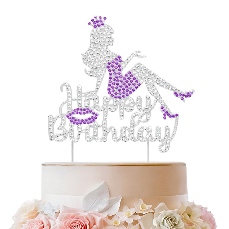 Happy Birthday Crown Queen Lady Rhinestone Cake Topper