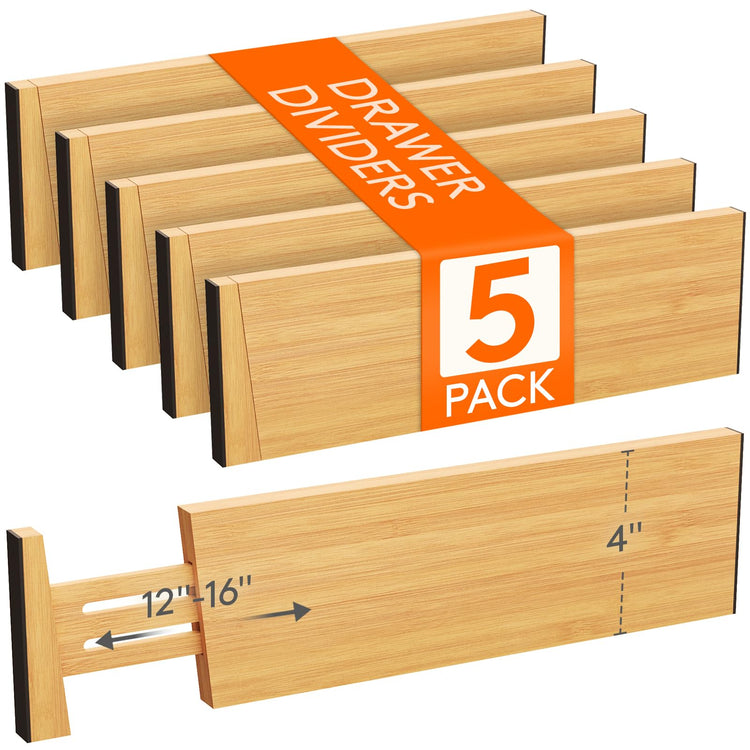 4" High Dresser Drawer Dividers (5 Count)